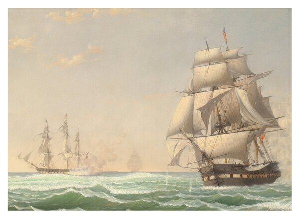 Obraz - Fitz Henry Lane, The United States Frigate President Engaging the British Squadron, reprodukce (70x50 cm)