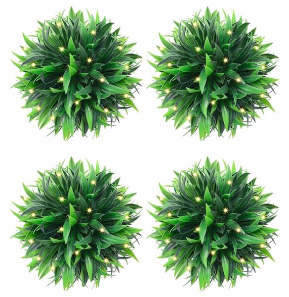 Umělé buxus koule s LED světly 4 ks zelené 15 cm 3335898