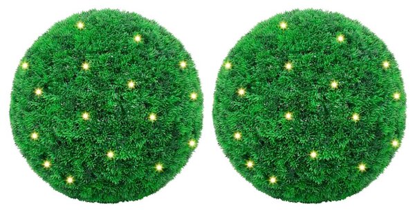 Umělé buxus koule s LED světly 2 ks zelené 27 cm 3335906