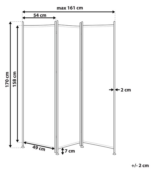 3dílný paraván NARNI Bílá 160 cm 170 cm