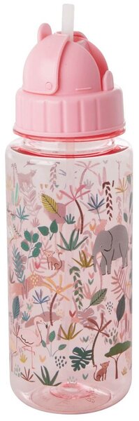 Dětská lahev s brčkem Jungle Animals Pink 450 ml