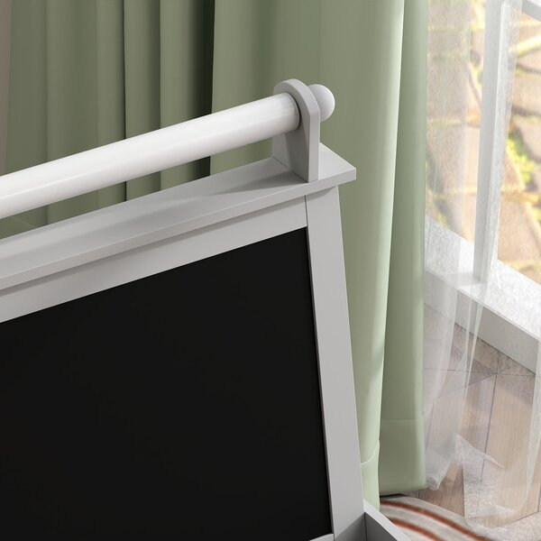 AIYPLAY Dětský malířský stojan 3 v 1 - Magnetická oboustranná dětská tabule s papírovým válečkem a úložnými košíky 59x48x118 cm Šedá | Aosom