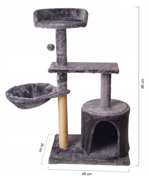 FEAMDREA Škrabadlo pro kočky 88x48x34 cm šedé