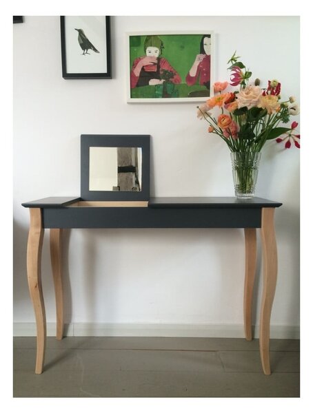 Grafitově šedý toaletní stolek se zrcadlem Ragaba Dressing Table, délka 85 cm