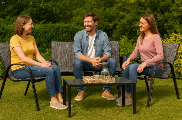TRENDIE Sestava zahradního nábytku - pohovka, 2 židle a stolek