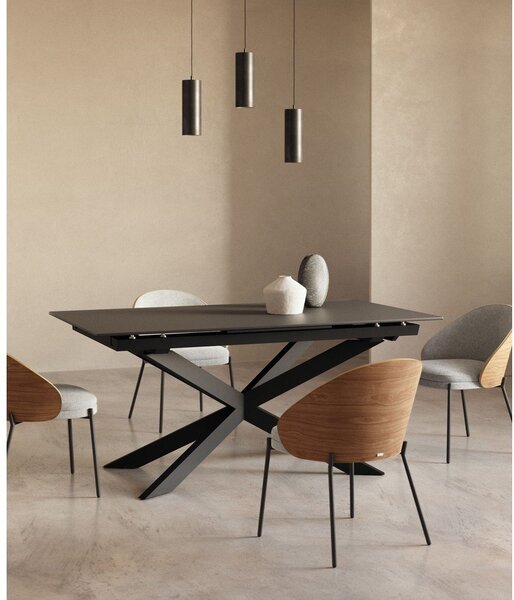 Rozkládací jídelní stůl s přídavnou deskou se skleněnou deskou 90x160 cm Atminda – Kave Home