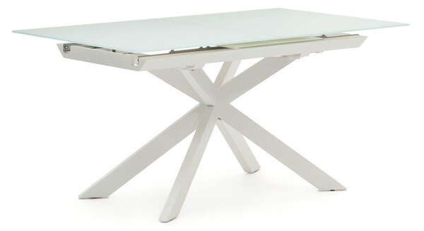 Rozkládací jídelní stůl s přídavnou deskou se skleněnou deskou 90x160 cm Atminda – Kave Home