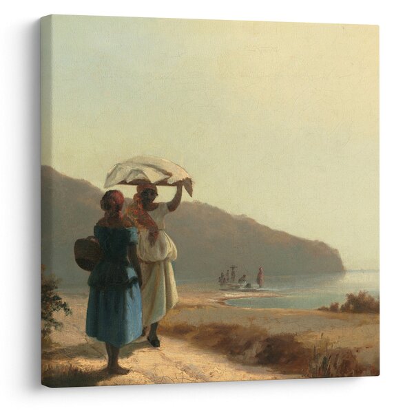 Obraz - Camille Pissarro, Two Women Chatting by the Sea, St. Thomas, reprodukce (30x30 cm)