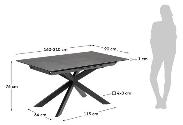 Rozkládací jídelní stůl s přídavnou deskou s keramickou deskou 90x160 cm Atminda – Kave Home