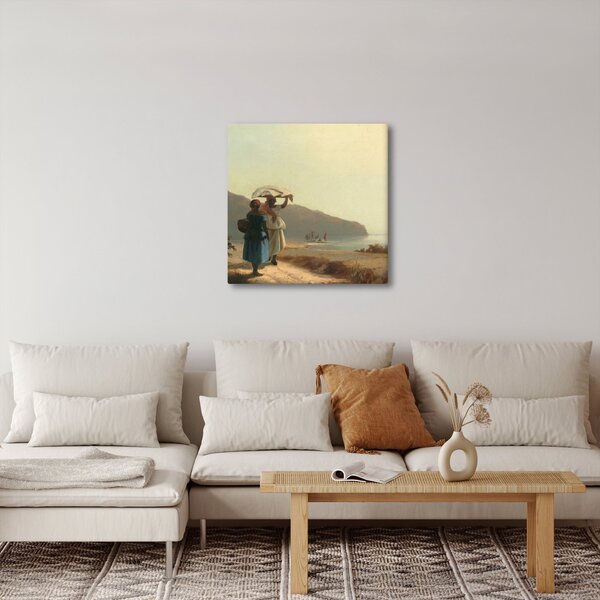 Obraz - Camille Pissarro, Two Women Chatting by the Sea, St. Thomas, reprodukce (30x30 cm)