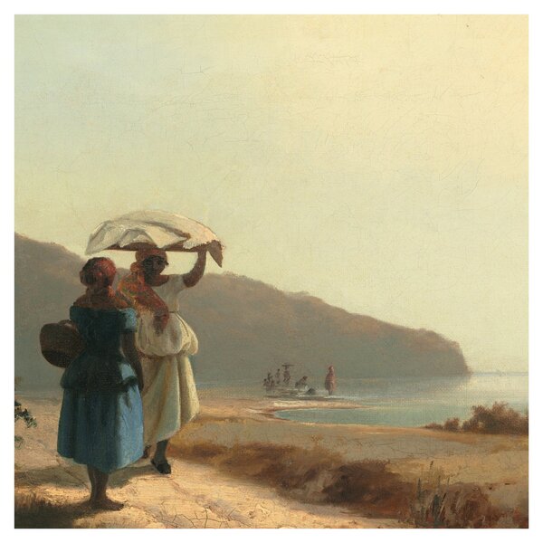 Obraz - Camille Pissarro, Two Women Chatting by the Sea, St. Thomas, reprodukce (30x30 cm)
