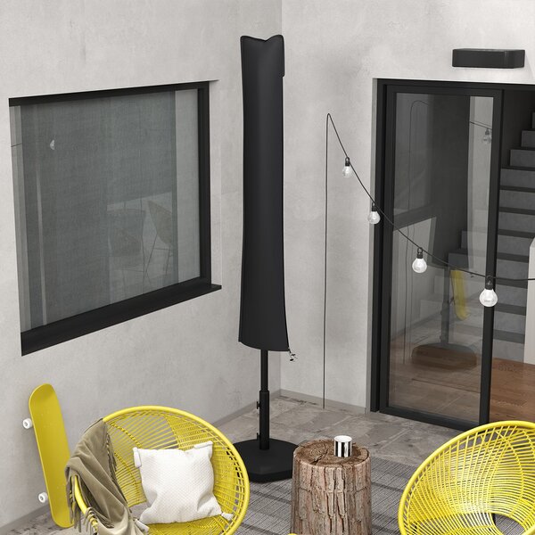 Vodotěsný obal na slunečník Outsunny Oxford 420D s zipem pro venkovní zahradu 178x25/35 cm černý | Aosom