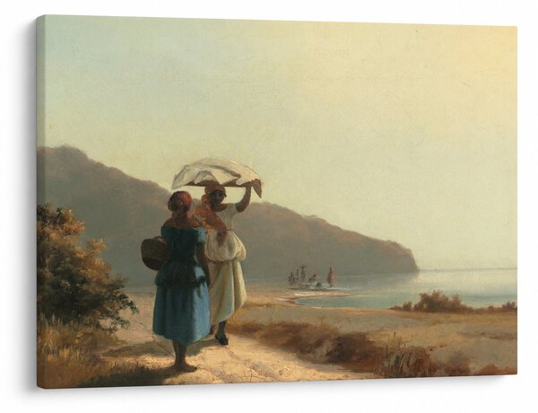 Obraz - Camille Pissarro, Two Women Chatting by the Sea, St. Thomas, reprodukce (70x50 cm)