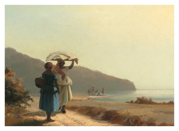 Obraz - Camille Pissarro, Two Women Chatting by the Sea, St. Thomas, reprodukce (70x50 cm)