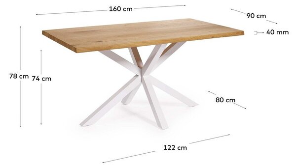Jídelní stůl s deskou v dubovém dekoru 90x160 cm Argo – Kave Home
