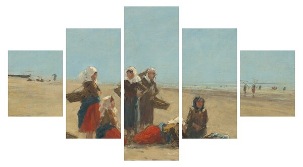 Obraz - Eugène Boudin, Women on the Beach at Berck, reprodukce (125x70 cm)