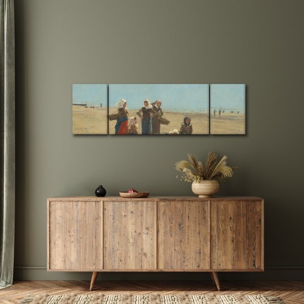 Obraz - Eugène Boudin, Women on the Beach at Berck, reprodukce (170x50 cm)