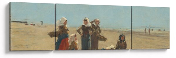 Obraz - Eugène Boudin, Women on the Beach at Berck, reprodukce (170x50 cm)