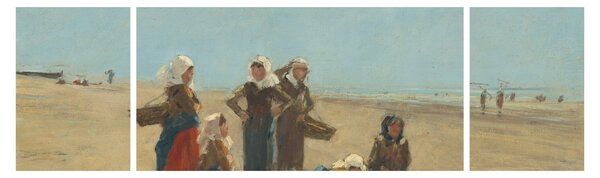 Obraz - Eugène Boudin, Women on the Beach at Berck, reprodukce (170x50 cm)