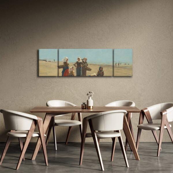 Obraz - Eugène Boudin, Women on the Beach at Berck, reprodukce (170x50 cm)