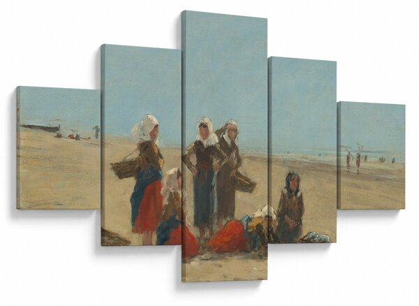 Obraz - Eugène Boudin, Women on the Beach at Berck, reprodukce (125x70 cm)