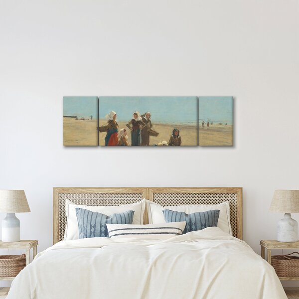 Obraz - Eugène Boudin, Women on the Beach at Berck, reprodukce (170x50 cm)