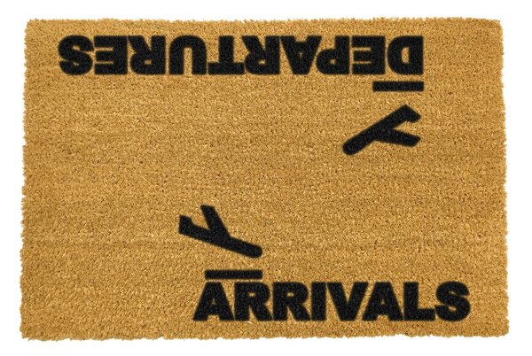 Rohožka z přírodního kokosového vlákna Artsy Doormats Arrivals and Departures, 40 x 60 cm