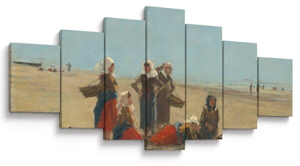 Obraz - Eugène Boudin, Women on the Beach at Berck, reprodukce (210x100 cm)
