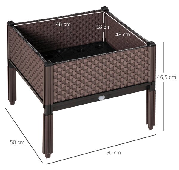 Outsunny Sada 2 Zvednutých Čtvercových Květináčů pro Exteriér – Kombinovatelné Květináče pro Zahradu a Terasu 50x50x46,5 cm Hnědé | Aosom