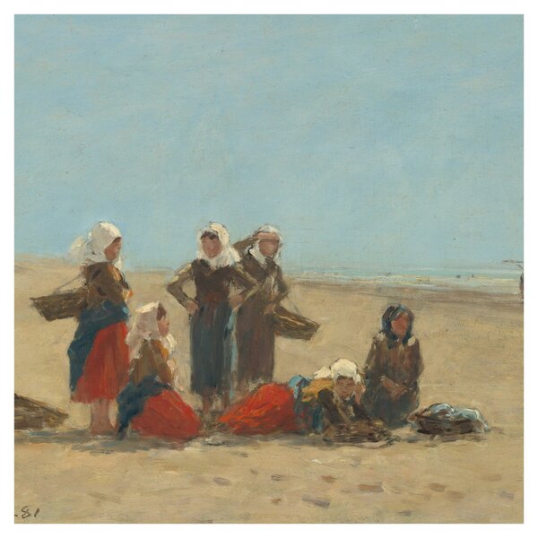 Obraz - Eugène Boudin, Women on the Beach at Berck, reprodukce (30x30 cm)
