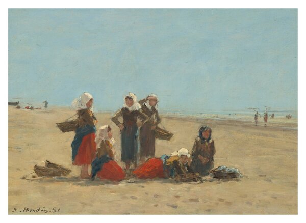 Obraz - Eugène Boudin, Women on the Beach at Berck, reprodukce (70x50 cm)