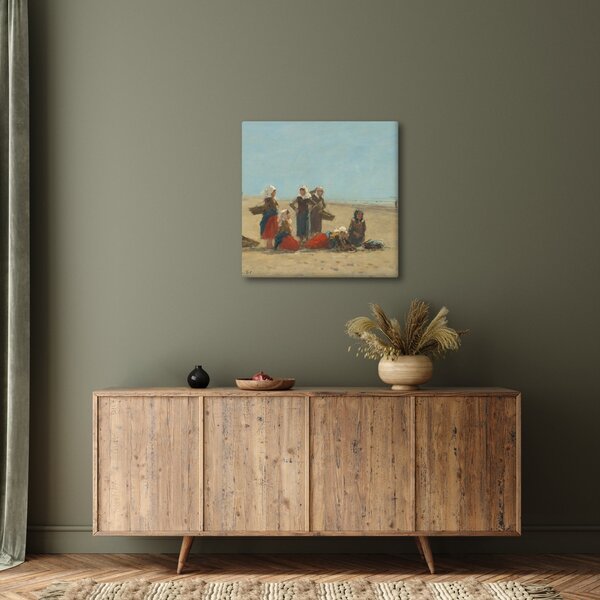 Obraz - Eugène Boudin, Women on the Beach at Berck, reprodukce (30x30 cm)