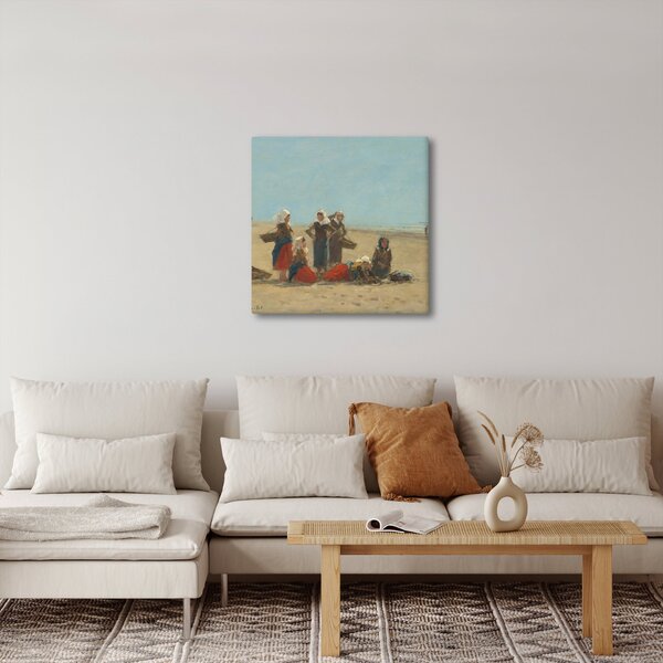 Obraz - Eugène Boudin, Women on the Beach at Berck, reprodukce (30x30 cm)