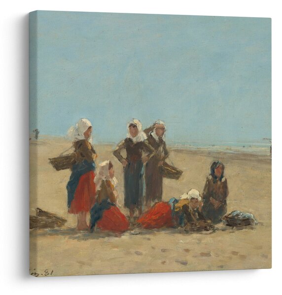 Obraz - Eugène Boudin, Women on the Beach at Berck, reprodukce (30x30 cm)