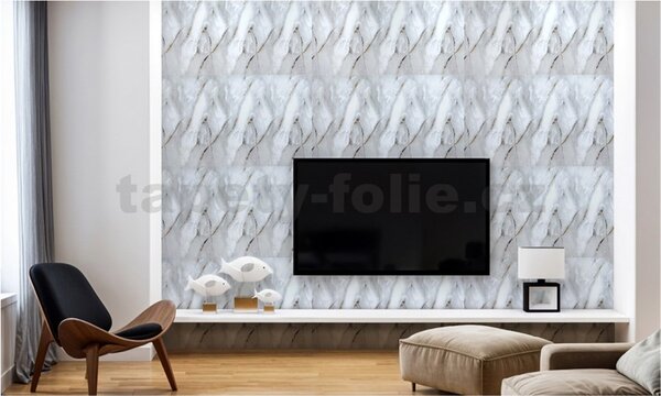 Samolepící panely na zeď YP-156, cena za kus, rozměr 100 cm x 60 cm, mramor šedo-černý, IMPOL TRADE