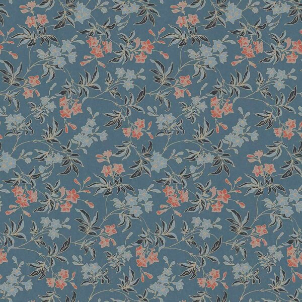 A.S. Création | Vliesová tapeta na zeď ART OF EDEN 39063-4 | 0,53 x 10,05 m | modrá, oranžová, vining ivy