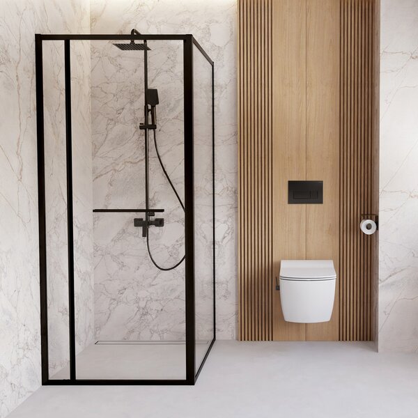 Deante Square sprchový kout 80x80 cm čtvercový černá matný/průhledné sklo KQB_N088P