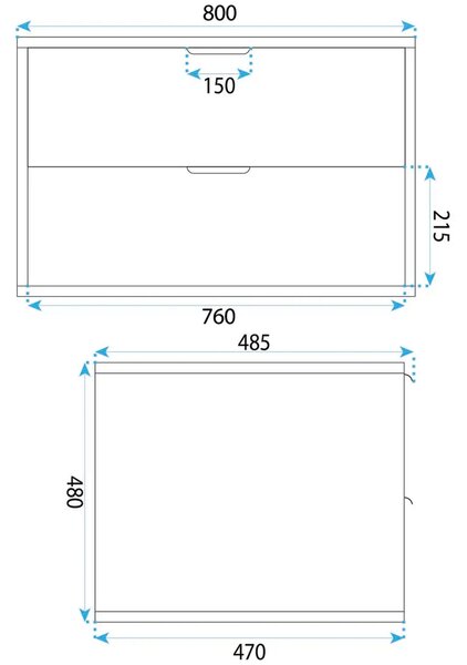 Rea Mono skříňka 80x47x48 cm pod umyvadlo závěsná bílá REA-M0403