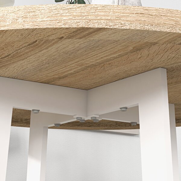 HOMCOM Kulatý Jídelní Stůl pro 4 Osoby Moderní Kuchyňský Stůl s Dřevěnou Deskou a Křížovou Ocelovou Základnou pro Jídelnu Ø80x75 cm Ořech | Aosom