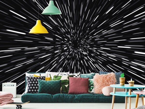 FUGU Tapeta na zeď Skok do hyperprostoru - black Materiál: Digitální eko vlies - klasická tapeta nesamolepicí