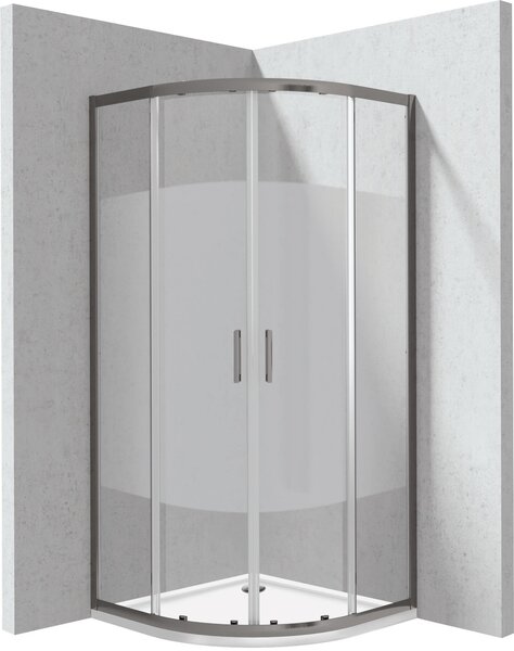 Deante Funkia Evo sprchový kout s vaničkou 90x90 cm půlkulatá grafitová matný/vzorované sklo KYPPDE99P