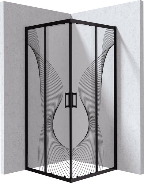 Deante Funkia Evo sprchový kout 80x80 cm čtvercový černá matný/vzorované sklo KYC_NB88P