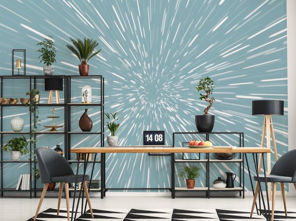 FUGU Tapeta na zeď Skok do hyperprostoru - turquoise Materiál: Digitální eko vlies - klasická tapeta nesamolepicí