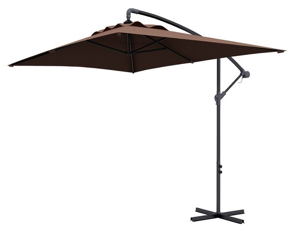 Zastřešení Outsunny 294x193 cm s křížovou základnou a klikou - Voděodolný slunečník s UV ochranou pro terasu a balkon hnědý | Aosom