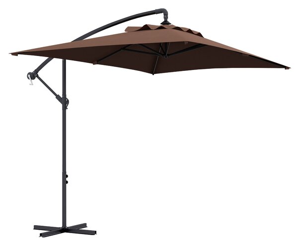 Zastřešení Outsunny 294x193 cm s křížovou základnou a klikou - Voděodolný slunečník s UV ochranou pro terasu a balkon hnědý | Aosom