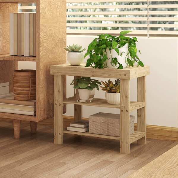 HOMCOM Bambusová botníková lavice, 3-vrstvá organizace pro 4 páry bot, 50x28x45 cm | Aosom