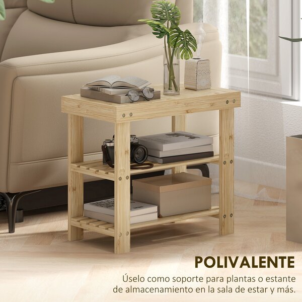 HOMCOM Bambusová botníková lavice, 3-vrstvá organizace pro 4 páry bot, 50x28x45 cm | Aosom