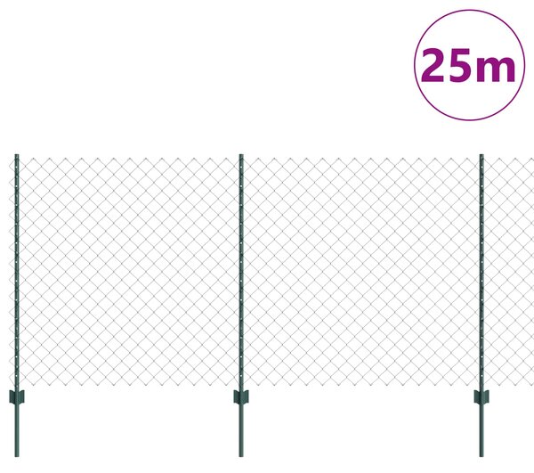 Plot s řetězovým odkazem a sloupkem 25 x 1,2 m Zelená Síťovina 3336253