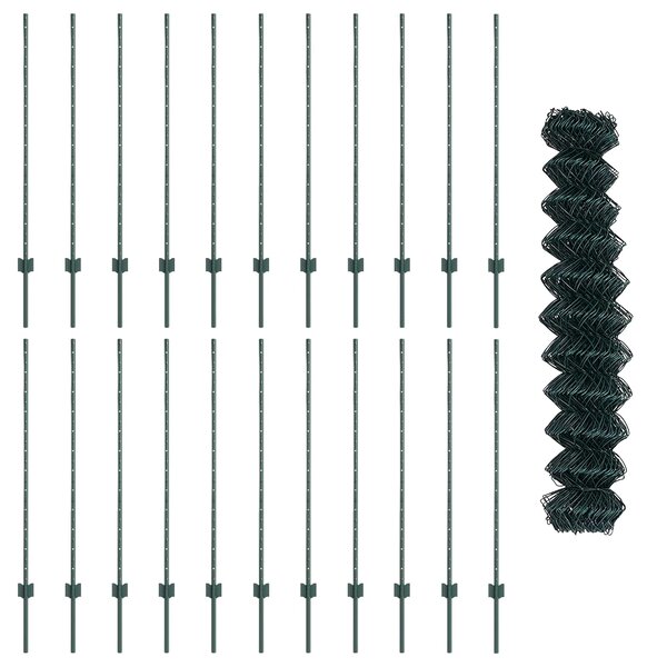 Plot s řetězovým odkazem a sloupkem 25 x 1,2 m Zelená Síťovina 3336253
