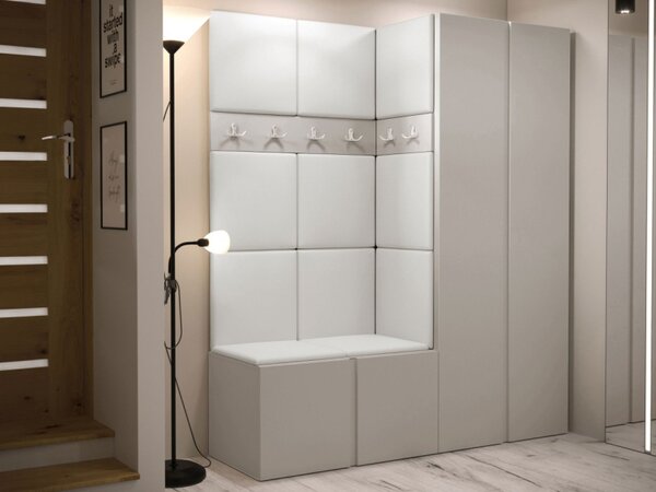 Šatní skříň Tavasz III, Barva: kašmír, Barva látek:: ekokůže Soft 017 (bíla) 5903211469053